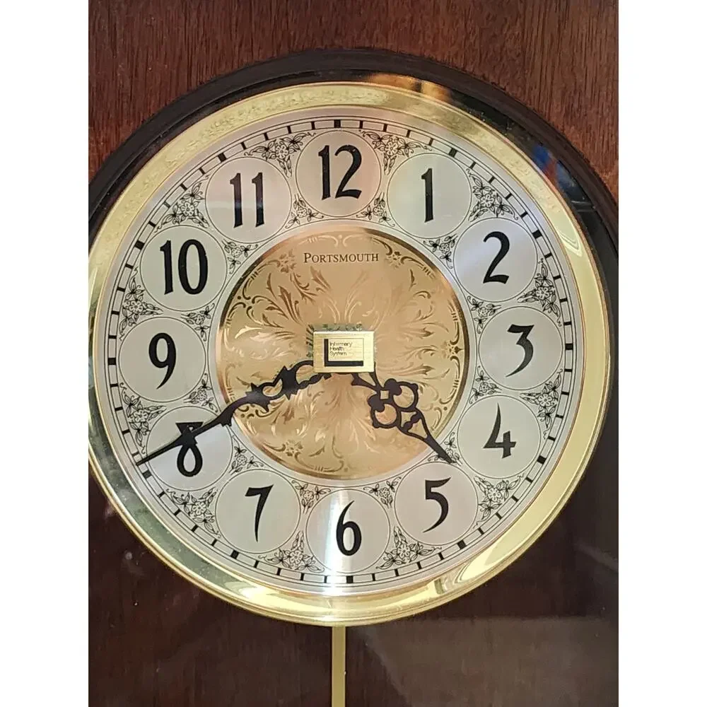 Hermle Hopewell Portsmouth Traditional Dark Wood Wall Clock 31” Decorative